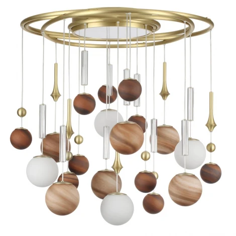 Потолочная люстра Odeon Light Callisto 5457/21C светлая сатин.латунь/белый/бежевый/коричневый/металл/стекло G9 x 20 x 5W + LED 20W 2500K