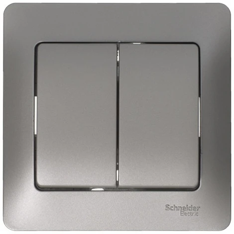 Выключатель встраиваемый двухклавишный (платина) Systeme Electric Glossa GSL001251