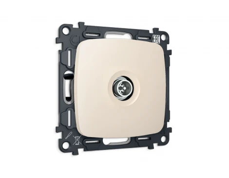 Комплект механизма ТВ-розетки оконечной экранированной встраиваемый (бежевый матовый) Ambrella Volt QUANT MO333005
