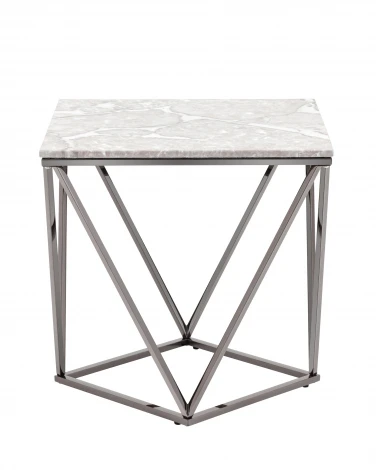 Журнальный столик Stool Group Авалон 61*61 серый мрамор сталь темный хром УТ000036334