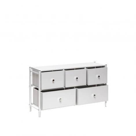 Комод Leset Хайди широкий 5 ящиков (Сталь,Экокожа,ЛМДФ/Белый) арт.2500000224256