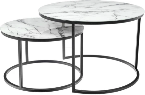 Набор кофейных столиков Bradex Home Tango белый мрамор с черными ножками (RF 0601)