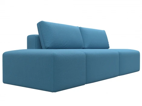 Диван прямой модульный с пуфом Лига-060 НПБ (ЛДСП,Брус,Фанера/Пластик/Рогожка/Голубой) Лига Диванов 129677