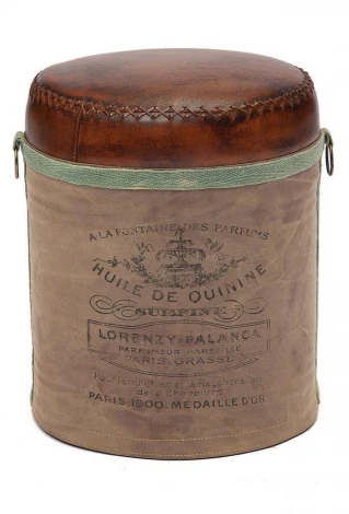 Пуф Secret De Maison CHAPELLE ( mod. M-6400 ) коричневый (металл/кожа буйвола/ткань хлопок)