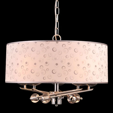 Люстра подвесная Natali Kovaltseva Flante, 5 ламп, хром с белым, серебром и прозрачным