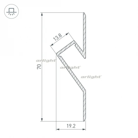 Профиль ARH-DECORE-S12-CAVE-F-2000 ANOD (Алюминий) 023902 Arlight