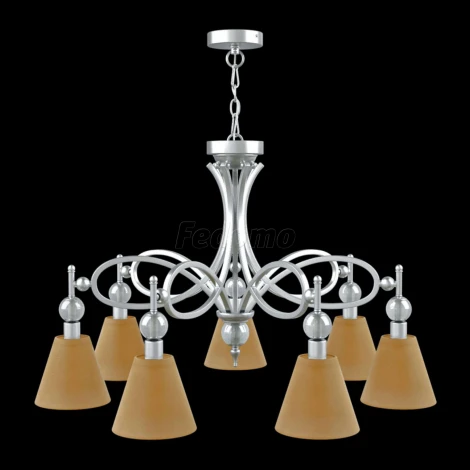 Люстра подвесная Lamp4you, 7 плафонов, хром с прозрачным и бежевым