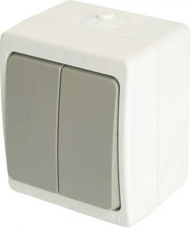 Выключатель двухклавишный (белый,серый) Stekker Велена 49733