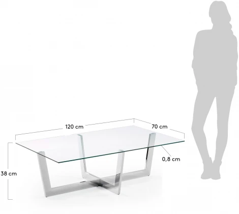 Журнальный стол La Forma (ex Julia Grup) Plam (Прозрачный,Серебряный/ Сталь,Стекло,Металл)