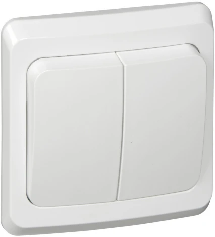 Выключатель встраиваемый двухклавишный с подсветкой (белый) Systeme Electric Этюд BC10-006B