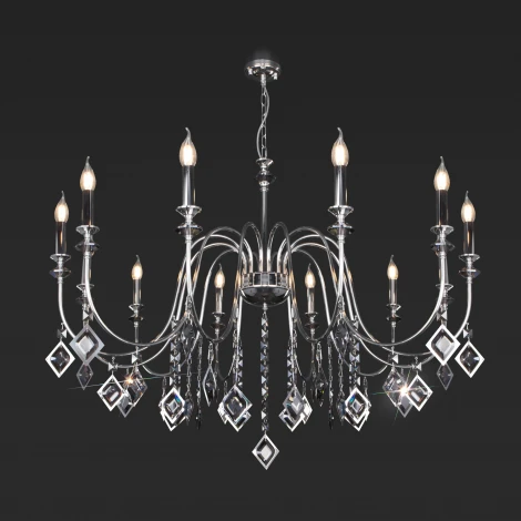 Подвесная люстра Eurosvet Telao 10110/12 хром/дымчатый хрусталь Strotskis