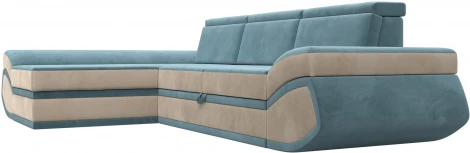 Диван угловой Лига-032 левый угол (Бирюзовый,Бежевый/Велюр) Лига Диванов арт.121644L