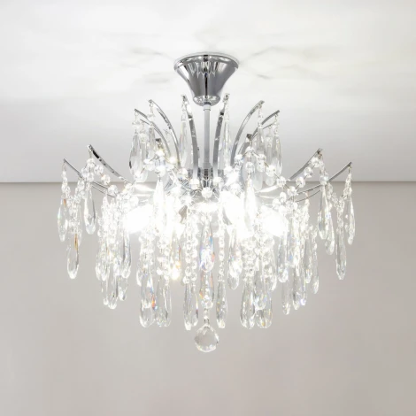 Потолочная люстра каскадная на штанге Citilux Селена CL302160 (220V, хрусталь)