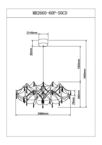 Подвесная люстра светодиодная с пультом и хрустальными подвесками K9 MyFar Ersilia MR2660-60P-50СD