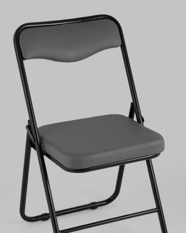 Стул складной Джонни иск.кожа серый, каркас черный матовый Stool Group УТ000043449