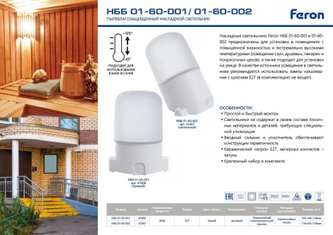 Настенный светильник уличный Feron 41407 (220V, круглые, IP65)