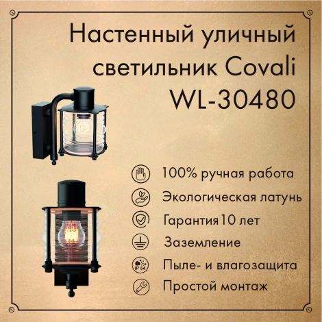 Настенный фонарь уличный Covali WL-30480 (220V, IP54)
