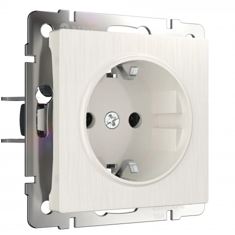 Розетка с заземлением и шторками (перламутровый рифленый) Werkel W1171113 (a051188)