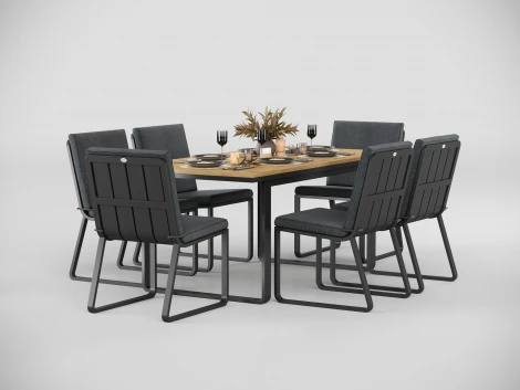 Обеденная группа Gardenini Premium Voglie (Алюминий,Ткань,Тик/Темно-серый,Светлое дерево) арт.DPVGL.010818.C2