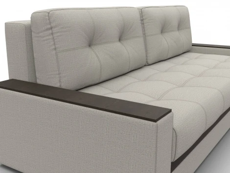 Диван прямой с декором Лига-096 НПБ (ДВП,ДСП,ЛДСП,Брус,Фанера/Пластик/Рогожка,Экокожа/Бежевый,Коричневый) Лига Диванов 132567