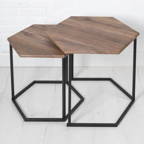 Стол журнальный МеталлАрт М003 коричневый дуб/черный Mebelik 009502