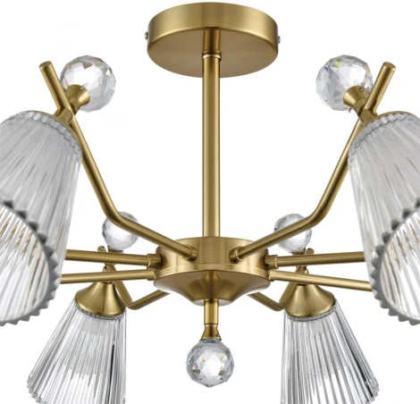 Потолочная люстра на штанге Lumion Aurica 8046/8C латунь/прозрачное стекло Е14 8*40W 220V