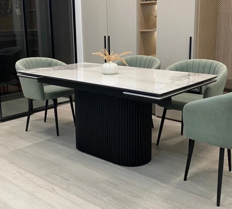 Стол АРИЯ 160 PANDORA LIGHT, керамика / Черный каркас M-City 64723