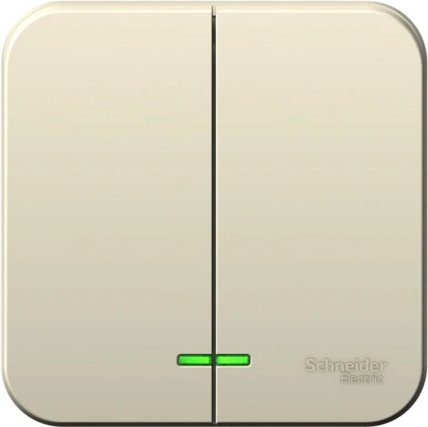 Выключатель накладной двухклавишный с подсветкой (молочный) Systeme Electric Blanca BLNVA065102