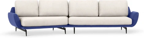 Диван Ispani угловой левый ОГОГО (арт.799383), (Ткань,Экокожа/Синий,Белый)