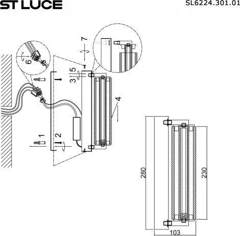 Настенный светильник ST Luce Bamboo SL6224.301.01 Латунь/Прозрачный LED 1*8W 4000K