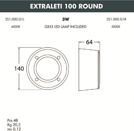 Встраиваемый светильник уличный Fumagalli Leti 2S1.000.000.WYG1L (220V, круглые, IP66)