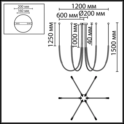 Подвесной светильник Odeon Light Monella 7149/70L черный/акрил/металл IP20 LED 70W 4300Лм 3500K 300° 220V