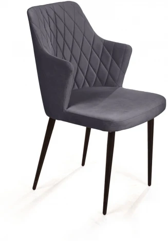 Стул с подлокотниками Hunt ромб, бархат серый 27 / чёрный конус Top Concept 75349