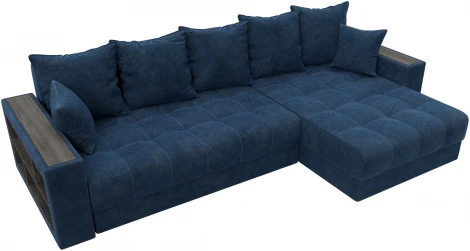 Диван угловой с декором и полкой Лига-050 НПБ Лига Диванов (Велюр) арт.128600