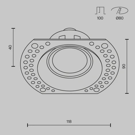 Встраиваемый светильник под гипсокартон Dot GU10 1x50Вт Maytoni Technical DL042-01-RD-B (220V, круглые)