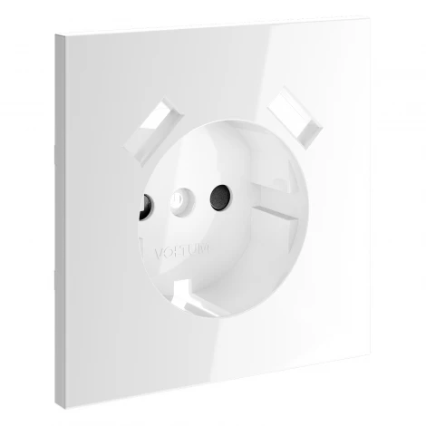 Накладка для розетки с заземлением и защитными шторками, с USB A+A Voltum S70 VLS000901 (белый глянцевый)