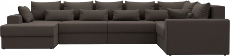Диван П-образный Майами левый угол (Коричневый/Рогожка) Лига Диванов арт.122553L