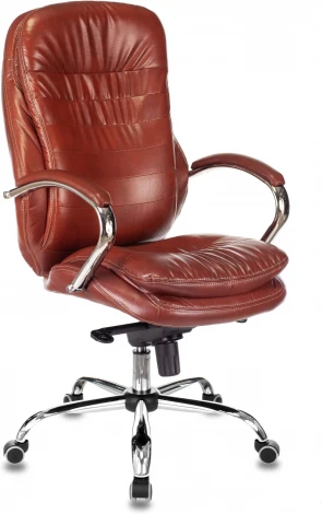 Кресло руководителя Бюрократ T-9950 светло-коричневый Leather Eichel кожа крестов. металл хром