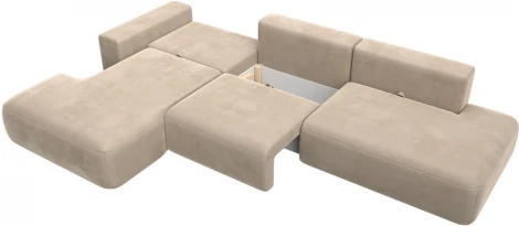 Диван угловой Лига-036 НПБ Модерн Лонг левый угол (Бежевый/Велюр) Лига Диванов арт.121424L