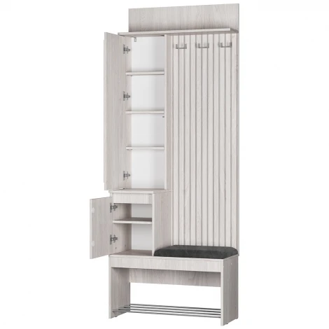 Прихожая БТС Лама ПР-07, Ясень белый, Графит