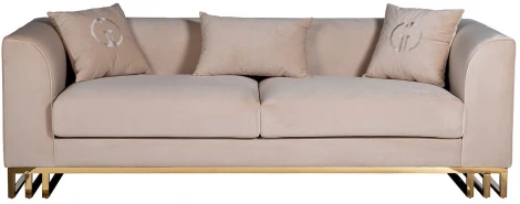102AN-20493 Диван Lucerne трехместный велюр бежевый 230*86*75см Garda Decor