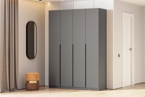 Шкаф распашной с наполнением Арника (11 полок + штанга) ШК 5 (1600), Графит