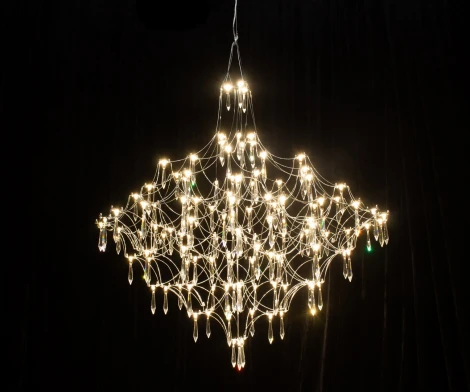 Подвесная люстра диммируемая Kink Light Галанта 07881-60,02(21) хром Led 34*0,5W (3000-6000K) с пультом ДУ (регулировка яркости, 220V, на тросе)