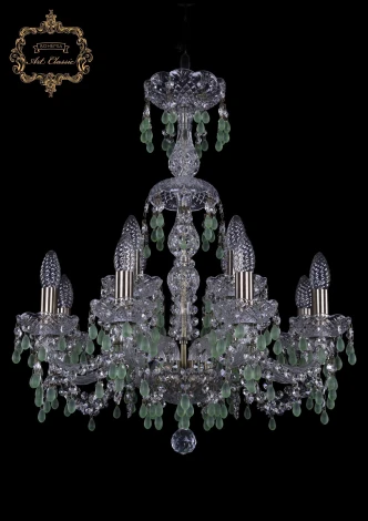 Подвесная люстра Art Classic 11.24 11.24.8+4.200.XL-64.Br.V5001 (220V, хрусталь, на цепи, подсвечник, свеча)