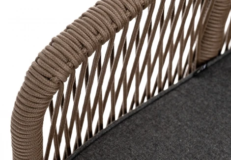 "Канны" диван 2-местный плетеный из роупа, каркас алюминий коричневый (RAL8016) муар, роуп коричневый круглый, ткань темно-серая 027 4SIS арт.УТ-00007799