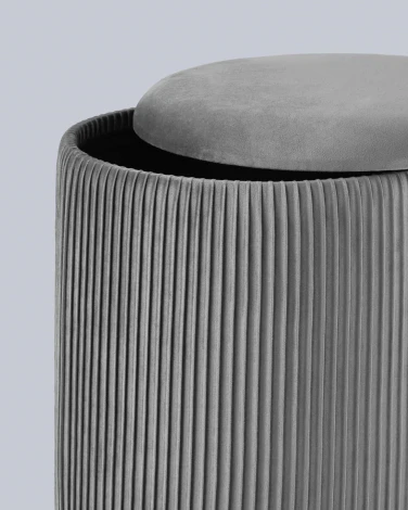 Пуф Шарлотта с ящиком велюр серый УТ000025559