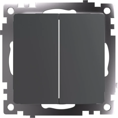 Выключатель двухклавишный (графит) Stekker Катрин 49411