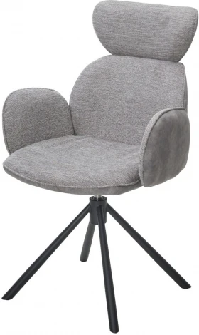 Стул VARDY 360 град.поворот. Brego-07 Серый, ткань/ 7525-180 Серый, велюр/Черный, ®DISAUR