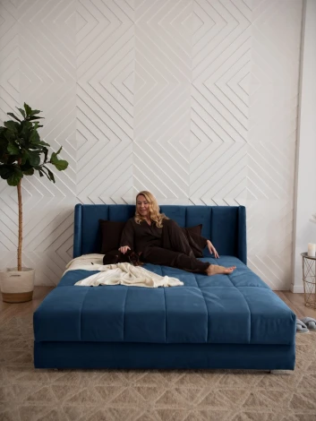 ВЕНЕЦИЯ Кровать-диван прямой синий, 140 D1 furniture арт.AAA41371008