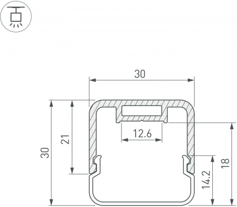 Профиль с экраном LINE-D-3030-2000 SQUARE BLACK+OPAL (Arlight, Алюминий) 055073